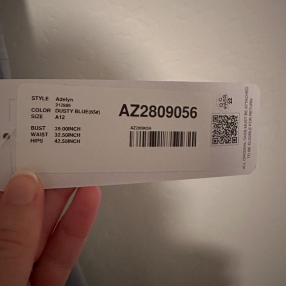 AZAZIE *ADALYN* A-Line Lace Chiffon Floor-Length Dress Dusty Blue *Size A12* - Picture 11 of 11